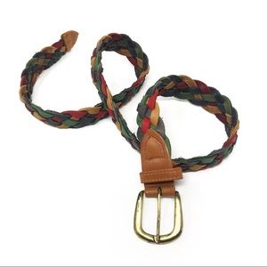 Vintage Braided Belt Genuine Leather Multicolor L